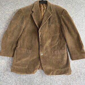 Haggar Blazer Mens 46L Brown Corduroy Wide Wale‎ City Casuals Jacket Two Button